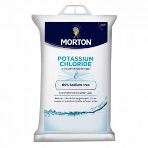 A bag of potassium chloride pellets for use with a water softener to promote environmentally friendly discharge.